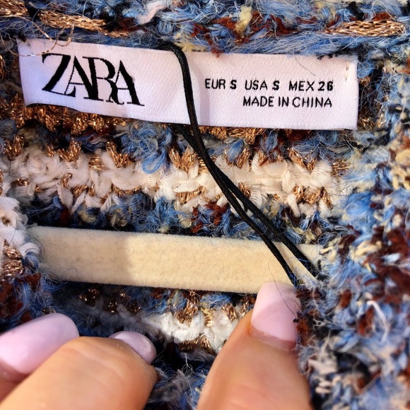 Zara Tweed Knit Hoodie Sweater - Picture 7 of 10